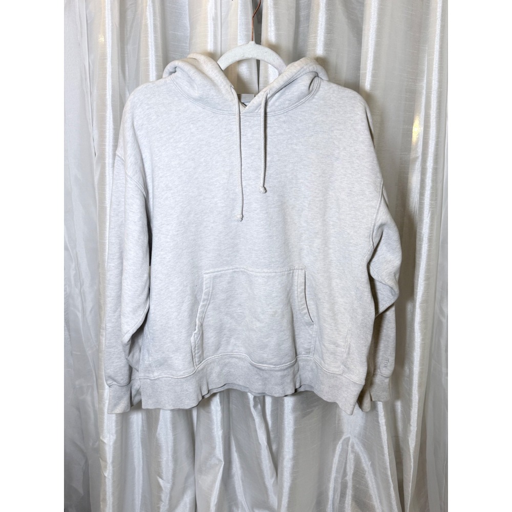 Tna CozyAF Fleece Hoodie Womens Size 2 Light Heather Grey Oversized Sweatshirt